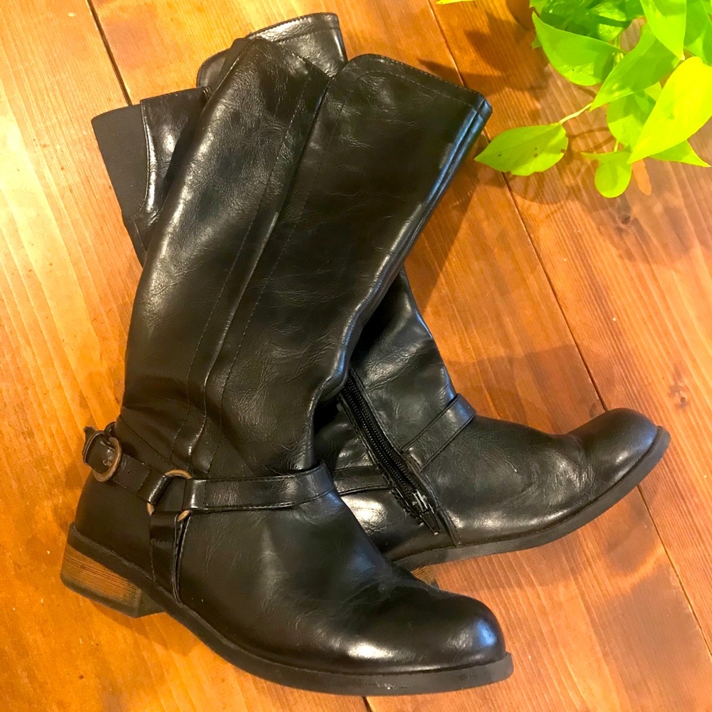 Vintage Faux Leather Riding Boots
